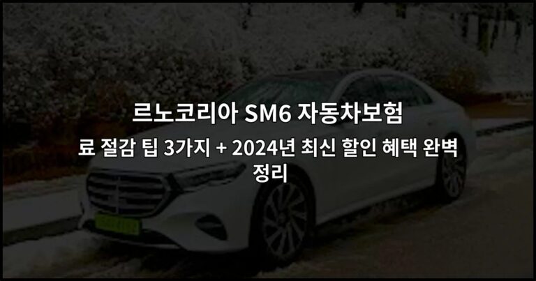 르노코리아 SM6 자동차보험 료 절감 팁 3가지 + 2024년 최신 할인 혜택 완벽 정리