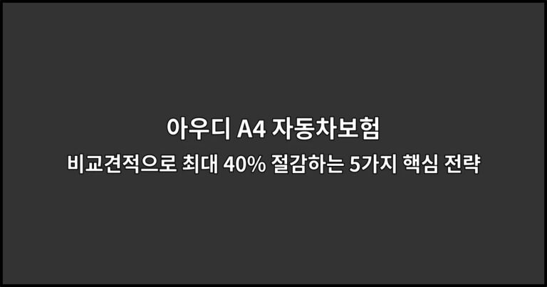 아우디 A4 자동차보험 비교견적으로 최대 40% 절감하는 5가지 핵심 전략