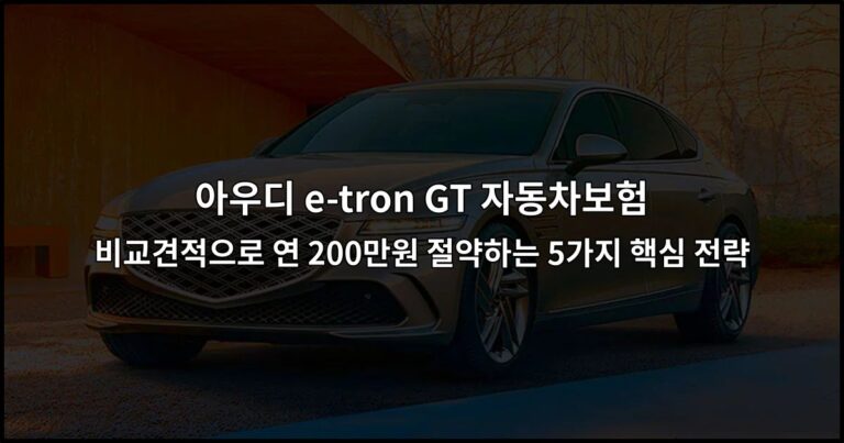 아우디 e-tron GT 자동차보험 비교견적으로 연 200만원 절약하는 5가지 핵심 전략