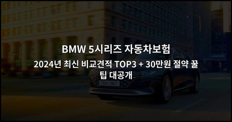 BMW 5시리즈 자동차보험 2024년 최신 비교견적 TOP3 + 30만원 절약 꿀팁 대공개