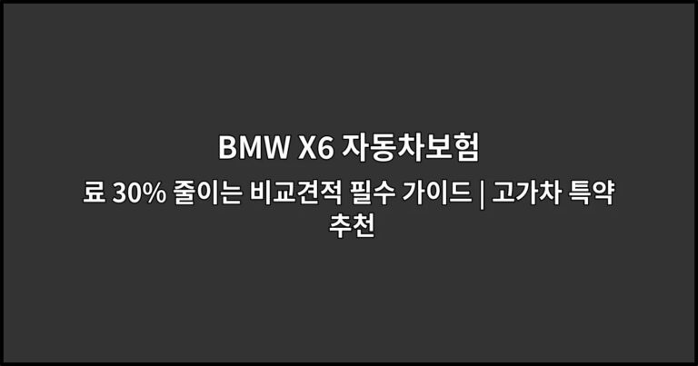 BMW X6 자동차보험 료 30% 줄이는 비교견적 필수 가이드 | 고가차 특약 추천