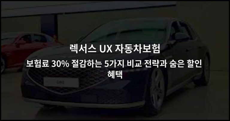 렉서스 UX 자동차보험 보험료 30% 절감하는 5가지 비교 전략과 숨은 할인 혜택