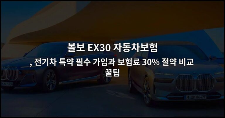 볼보 EX30 자동차보험 , 전기차 특약 필수 가입과 보험료 30% 절약 비교 꿀팁