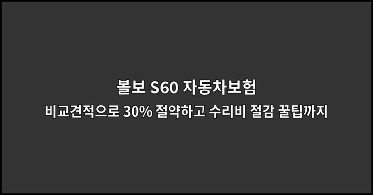 볼보 S60 자동차보험 비교견적으로 30% 절약하고 수리비 절감 꿀팁까지
