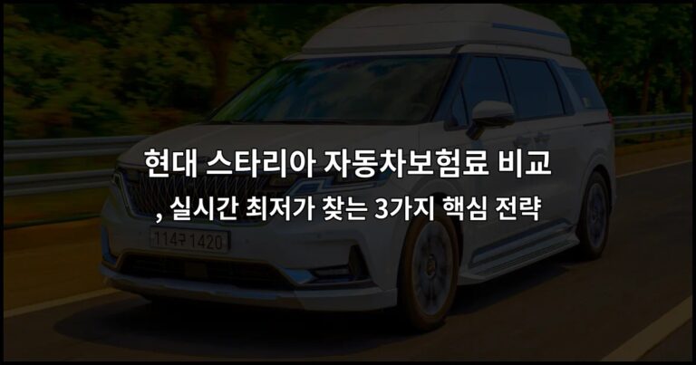 현대 스타리아 자동차보험료 비교 , 실시간 최저가 찾는 3가지 핵심 전략