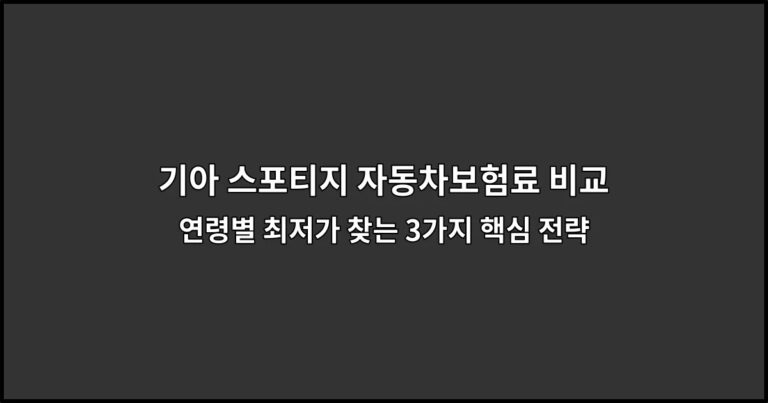 기아 스포티지 자동차보험료 비교 연령별 최저가 찾는 3가지 핵심 전략