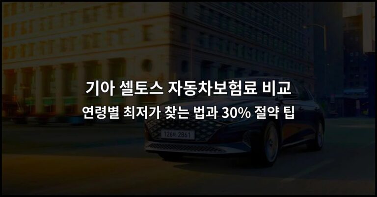 기아 셀토스 자동차보험료 비교 연령별 최저가 찾는 법과 30% 절약 팁
