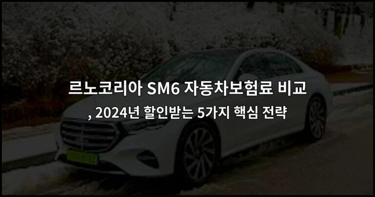 르노코리아 SM6 자동차보험료 비교 , 2024년 할인받는 5가지 핵심 전략