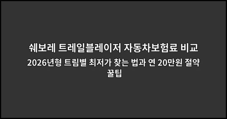 쉐보레 트레일블레이저 자동차보험료 비교 2026년형 트림별 최저가 찾는 법과 연 20만원 절약 꿀팁