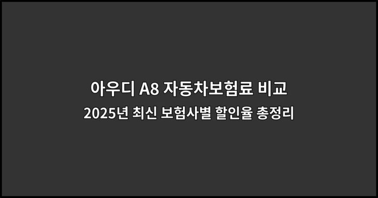 아우디 A8 자동차보험료 비교 2026년 최신 보험사별 할인율 총정리
