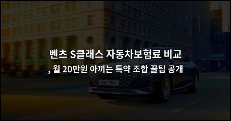 벤츠 S클래스 자동차보험료 비교 , 월 20만원 아끼는 특약 조합 꿀팁 공개