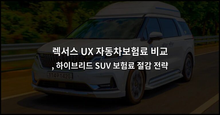 렉서스 UX 자동차보험료 비교, 하이브리드 SUV 보험료 절감 전략