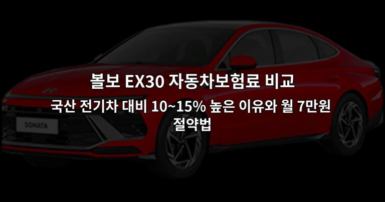 볼보 EX30 자동차보험료 비교 국산 전기차 대비 10~15% 높은 이유와 월 7만원 절약법