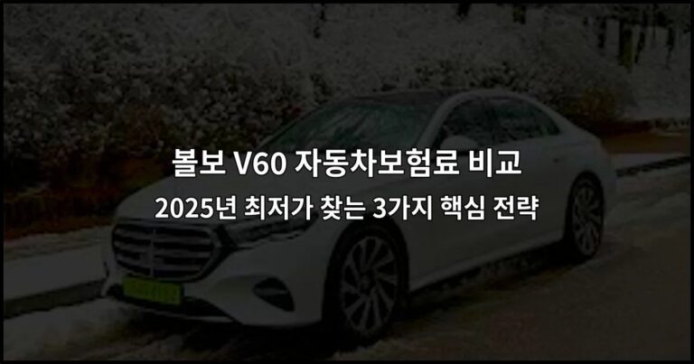 볼보 V60 자동차보험료 비교 2026년 최저가 찾는 3가지 핵심 전략