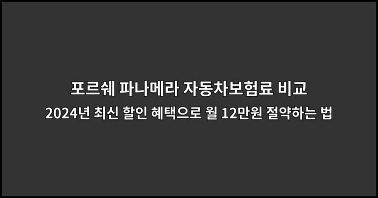 포르쉐 파나메라 자동차보험료 비교 2024년 최신 할인 혜택으로 월 12만원 절약하는 법