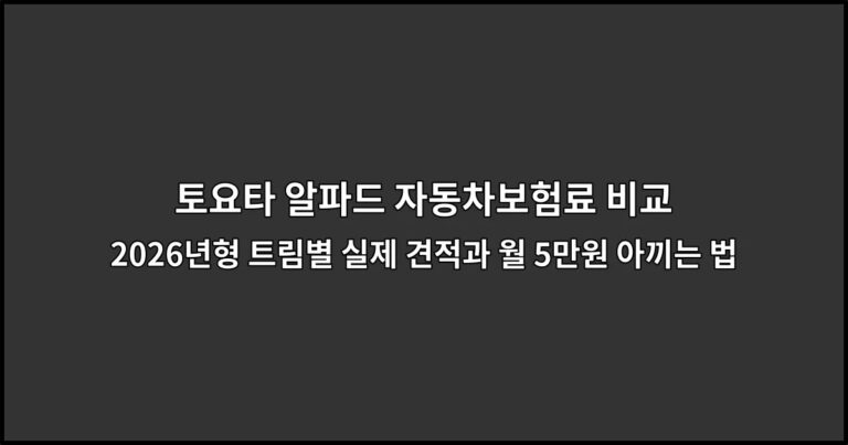 토요타 알파드 자동차보험료 비교 2026년형 트림별 실제 견적과 월 5만원 아끼는 법